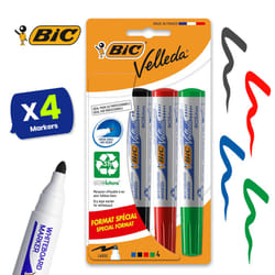 BIC Velleda 1701 Whiteboard Markers Dry Wipe Assorted Colours 4 Pack