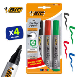 BIC ECOlutions Permanent Markers Pack of 4 Quick Drying Black Ink
