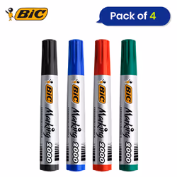 BIC ECOlutions Permanent Markers Pack of 4 Quick Drying Black Ink