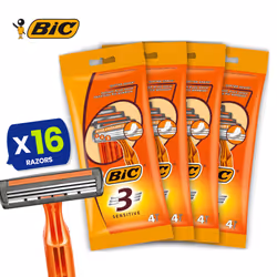 BIC 3 Sensitive Disposable Razors Triple Blade Pack of 4 for Men