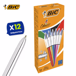 BIC 4 Colours Shine Retractable Ballpoint Pens Box of 12 1.0 mm