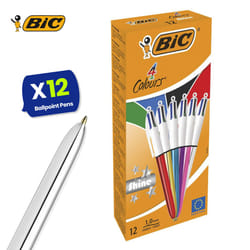 BIC 4 Colours Shine Retractable Ballpoint Pens Box of 12 1.0 mm