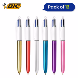BIC 4 Colours Shine Retractable Ballpoint Pens Box of 12 1.0 mm
