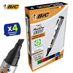 BIC Marking 2300 Permanent Marker Pack of 4 with Chisel Tip