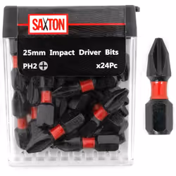 Saxton 24x PH2-25mm Impact Duty Screwdriver Drill Driver Bits Sets Tic Tac Box Compatible with Dewalt Milwaukee Bosch