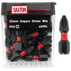 Saxton 24x PH2-25mm Impact Duty Screwdriver Drill Driver Bits Sets Tic Tac Box Compatible with Dewalt Milwaukee Bosch