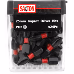 Saxton 24x PH2-25mm Impact Duty Screwdriver Drill Driver Bits Sets Tic Tac Box Compatible with Dewalt Milwaukee Bosch