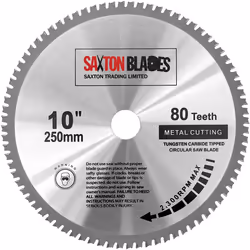 TCT25080TMB Saxton TCT Circular Steel Aluminium Copper Metal Saw Blade 250mm x 80T for Bosch Makita Dewalt Evolution Fits 255 ...