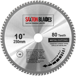 TCT25080TMB Saxton TCT Circular Steel Aluminium Copper Metal Saw Blade 250mm x 80T for Bosch Makita Dewalt Evolution Fits 255mm Saws