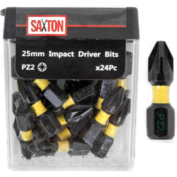 Saxton 24x PZ2-25mm Impact Duty Screwdriver Drill Driver Bits Sets Tic Tac Box Compatible with Dewalt Milwaukee Bosch