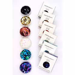 KARIZMA Kiss My Bass! 6X 10g Chunky Face Glitter  Hair  Eye and Body Glitter for Women and Men. Rave Glitter  Festival Accessories and Cosmetic Makeup