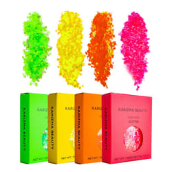 KARIZMA Neon Nights! 4X 10g Chunky Face Glitter  Hair Glitter  Eye Glitter and Body Glitter for Women and Men. Rave Glitter  Festival Access