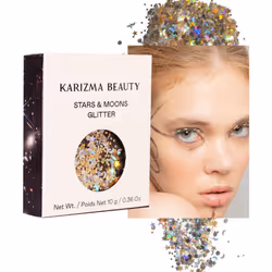 KARIZMA Stars & Moons Body Glitter. 10g Chunky Face Glitter Hair Glitter Eye Glitter and Body Glitter for Women. Rave Glitt ...