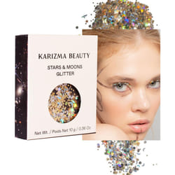 KARIZMA Stars & Moons Body Glitter. 10g Chunky Face Glitter  Hair Glitter  Eye Glitter and Body Glitter for Women. Rave Glitter  Festival Ac
