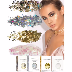 KARIZMA Metallic Glitter Pack! 4x 10g Chunky Face Glitter  Hair Glitter  Eye Glitter and Body Glitter for Women and Men. Rave ...