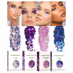 KARIZMA Enchanted Glitter Pack! 4x 10g Chunky Face Glitter  Hair Glitter  Eye Glitter and Body Glitter for Women and Men. Rave Glitter  Festival Acces