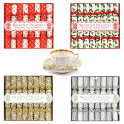 32 Mini Christmas Crackers Saucer Breakfast Crackers Silver Gold Red