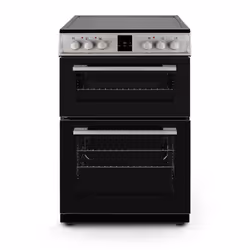 Montpellier MDOC60FS - Silver 60cm Ceramic Double Cooker - 4 Zones, 111L Total Capacity - A/A Energy