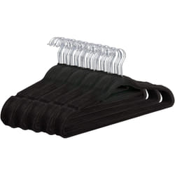 Home Treats Black Flocked Velvet Hangers | Thin Non-Slip Space Saving Coat Hangers | Steel 360 Degree Swivel Hook - 100