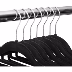 Home Treats Black Flocked Velvet Hangers | Thin Non-Slip Space Saving Coat Hangers | Steel 360 Degree Swivel Hook - 100