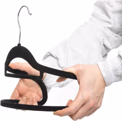 Home Treats Black Flocked Velvet Hangers | Thin Non-Slip Space Saving Coat Hangers | Steel 360 Degree Swivel Hook - 100