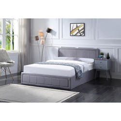 Single grey ottoman bed with lift up storage - BAILEY - Double, Grey