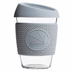 Neon Kactus REUSABLE GLASS CUP, Single, 0.34 L, Grey, Transparent, Glass, Silicone, Coffee, 1 pc(s)