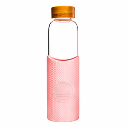 Neon Kactus GLASS WATER BOTTLE, 550 ml, Daily usage, Pink, Transparent, Glass, Silicone, Adult, Man/Woman