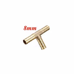 Brass T Piece Barbed 3 Way 6mm 8mm 10mm 12mm Fuel Hose Joiner Adapter Fitting (Brass, 8MM)