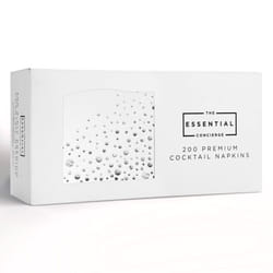 Stylish 5x5 Inch Silver Napkins - 200 Pack of White and Silver Cocktail Napkins - Disposable 3-Ply Silver Napkins - Dessert Napkins or White Party Nap
