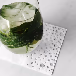 Stylish 5x5 Inch Silver Napkins - 200 Pack of White and Silver Cocktail Napkins - Disposable 3-Ply Silver Napkins - Dessert Napkins or White Party Nap