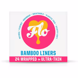 Flo Organic Bamboo Panty Liners Slim, Individually Wrapped, Biodegradable and Plastic Free, 24 Count