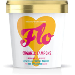 FLO Organic NonApplicator Tampons Made from 100 Organic Cotton Biodegradable Regular Super Combo Pack 16, Mix
