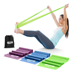 1.5m Stretch Resistance Bands Set of 3 Natural Latex with 3 Levels Workout Resistance Bands Set for Women Men Ideal for Pilates Rehab Mobility Flex
