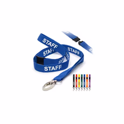 Blue Staff LANYARDS Breakaway Safety Lanyard Neck Strap Swivel Metal Clip for ID Card Holder - Pull Quick Release Design Pack of 10