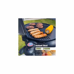 Andrew James BBQ Electric Grill Barbecue with 5 Temperature Settings Grey | Thermostat | Indoor & Outdoor Party | Removable Drip Tray & Condiment