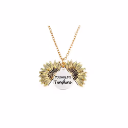 You are My Sunshine Sunflower pendant necklace - Gold