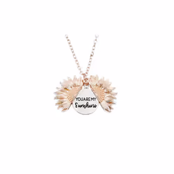 You are My Sunshine Sunflower pendant necklace - Rose Gold