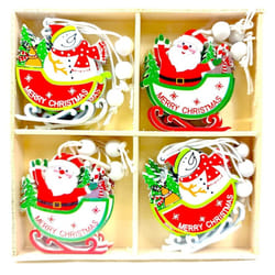 ProTech Christmas Tree Hanging Decoration, Christmas Party Wooden Pendant, Perfect Christmas Gift, Xmas Theme, 12 Pieces Set - Merry Christmas Design