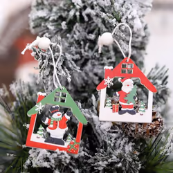 ProTech Christmas Tree Hanging Decoration, Christmas Party Wooden Pendant, Perfect Christmas Gift, Xmas Theme, 12 Pieces Set - Merry Christmas Design