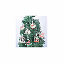 ProTech Christmas Tree Hanging Decoration, Christmas Party Wooden Pendant, Perfect Christmas Gift, Xmas Theme, 12 Pieces Set - Merry Christmas Design
