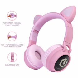 PowerLocus Wireless Bluetooth Headphones for Kids, Kid Headphone Over-Ear with LED Lights, Foldable Headphones with Microphone,Volume Limited,Wireless