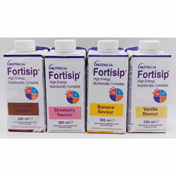 Fortisip 200ml Mixed Flavours Strawberry, Chocolate, Vanilla, Banana Pack of 24 - REF: FOR010, FOR009, FOR011, FOR008