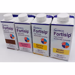 Fortisip 200ml Mixed Flavours Strawberry, Chocolate, Vanilla, Banana Pack of 4 - REF: FOR010, FOR009, FOR011, FOR008