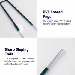 PVC Coated Garden Pegs Heavy Duty Tent Pegs Metal Ground Pegs - Anti Rust Galvanised Steel Pegs for Camping, Securing Weed Control Fabric, G