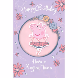 Peppa Pig Girls Birthday Card, Dangling Ballerina