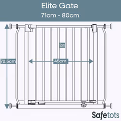 Safetots Elite Pressure Safety Gate - Matt White, 71cm - 80cm