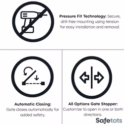 Safetots Elite Pressure Safety Gate - Matt White, 71cm - 80cm