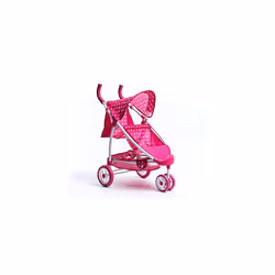 Dotty Tandem Twin Double Dolls Pram Pink Polka