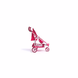 Dotty Tandem Twin Double Dolls Pram Pink Polka